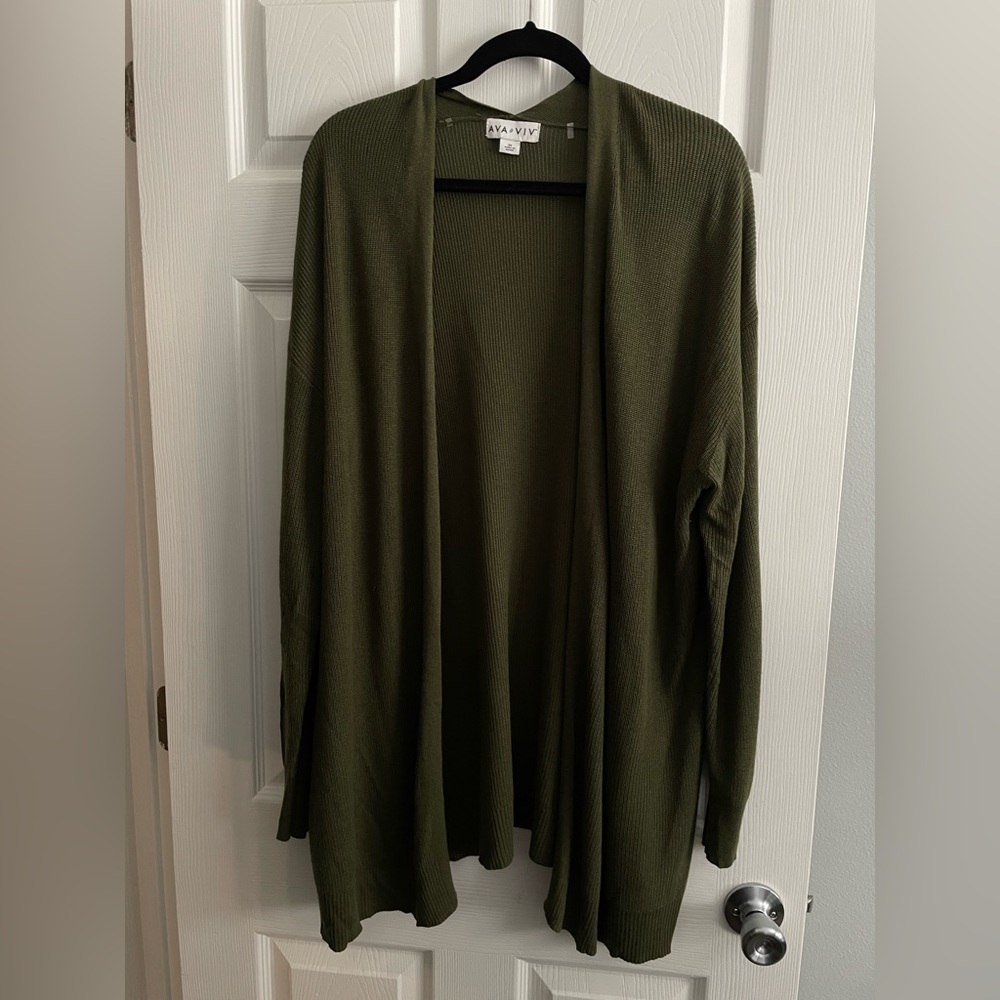 Ava & Viv 2x green sweater cardigan